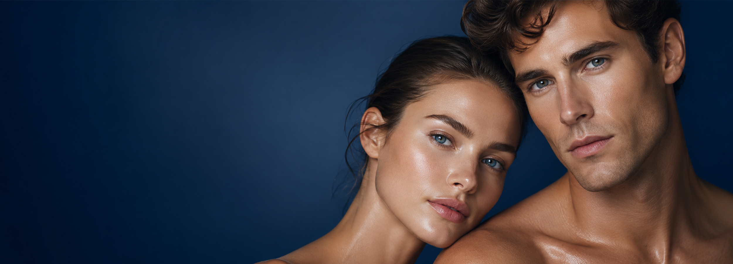 Woman and Male Model with glowing skin